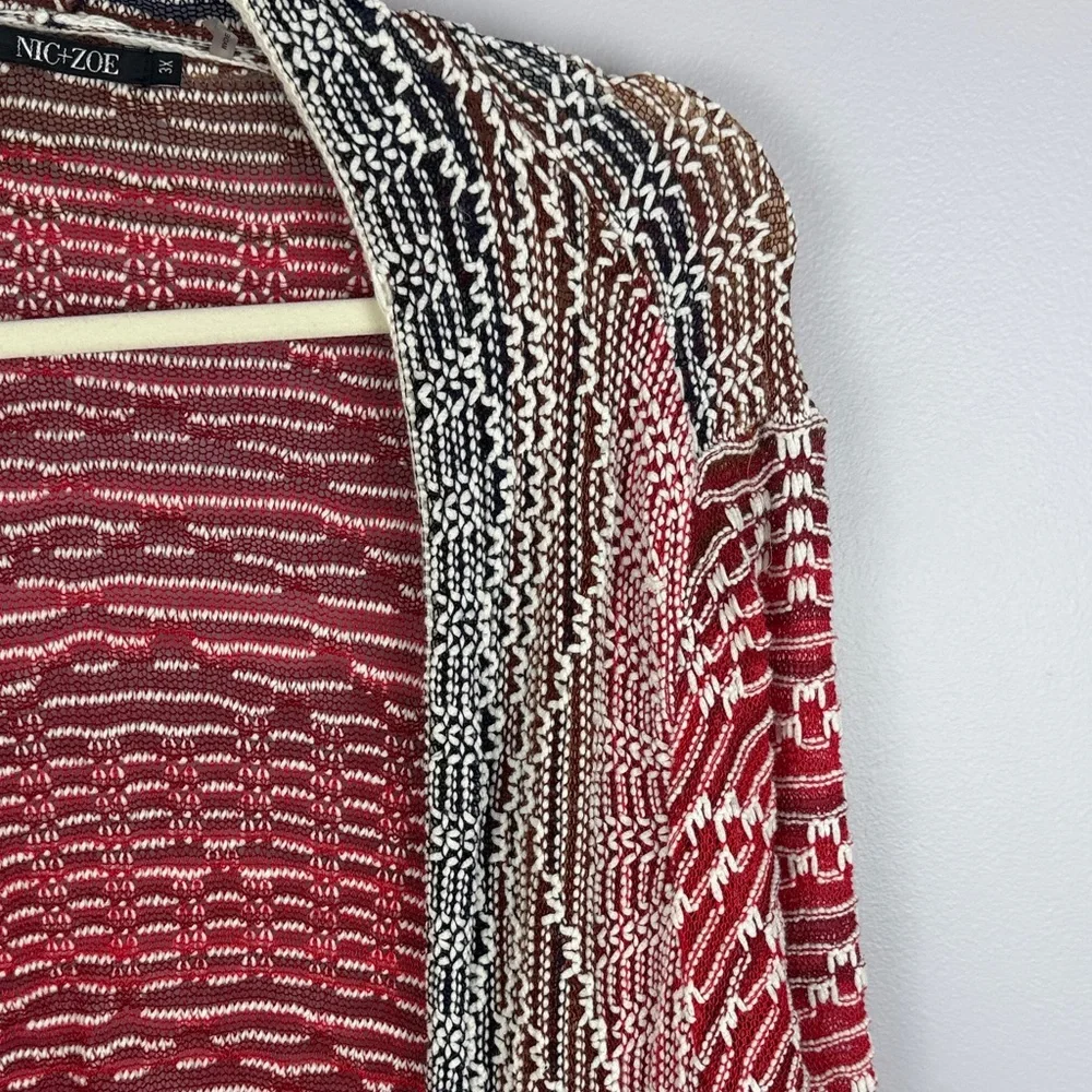 NIC+ZOE Linen Blend Multi-Color Open Front Knit Cardigan Sweater - Plus Size 3X - Picture 7 of 10